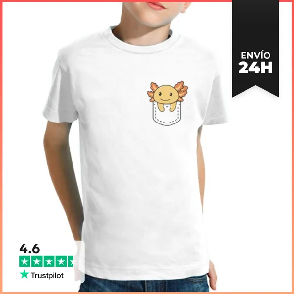 Camiseta Clásica Para Niños Ajolote En Bolsillo Dulces Ajolotes