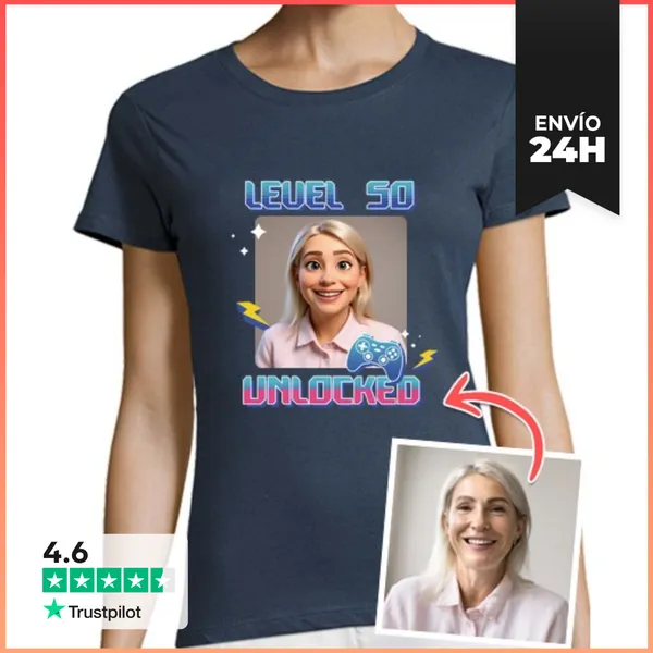 Camiseta Mujer Clásica Efecto Animación 3D Camiseta Level 50