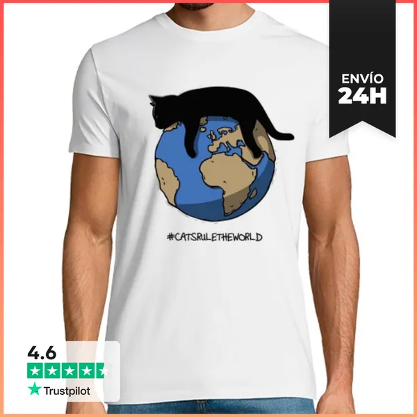Camiseta Hombre Clásica Cats Rule The World LaTostadora