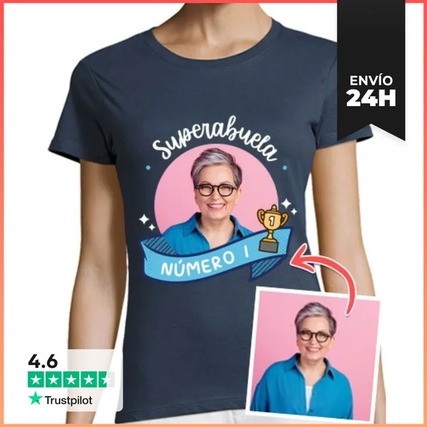Camiseta Mujer Clásica Camiseta Superabuela Número 1 Foto