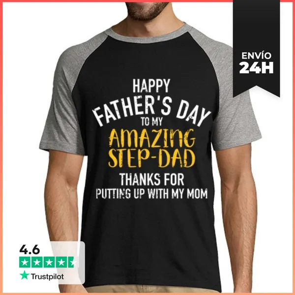 Camiseta Hombre, Estilo Béisbol Feliz Día Del Padre Papá Adoptivo