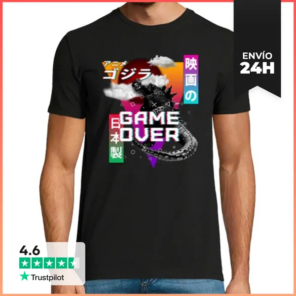 Camiseta Hombre Clásica Godzilla Game Over LaTostadora
