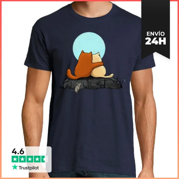 Camiseta Hombre Clásica Dos Gatos Regalos Para Mi Novio