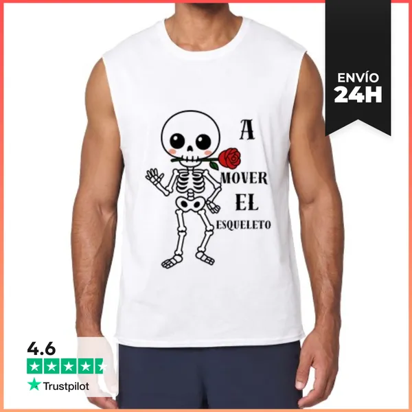 Camiseta Sin Mangas Camiseta A Mover El Esqueleto Texto En Negro-