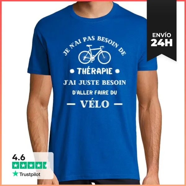 Camiseta Hombre Clásica Bicicleta Terapia Humor Ciclista Hombre
