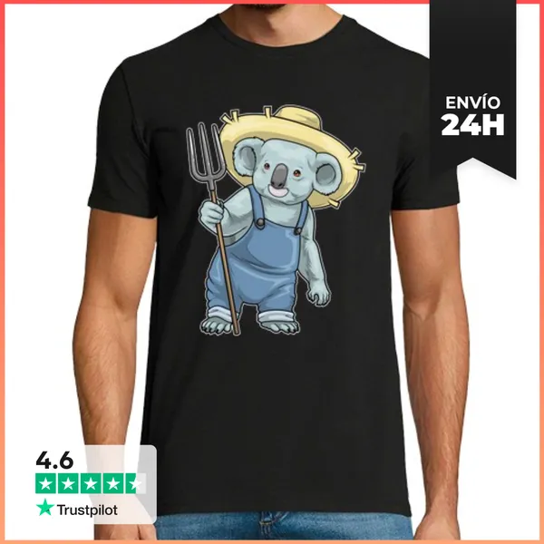 Camiseta Hombre Clásica Horca De Granjero De Koalas LaTostadora