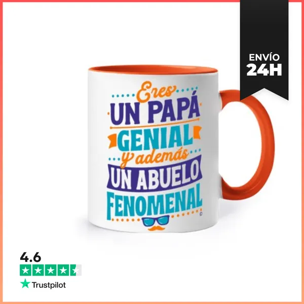 Taza De Colores Papá Genial Abuelo Fenomenal LaTostadora