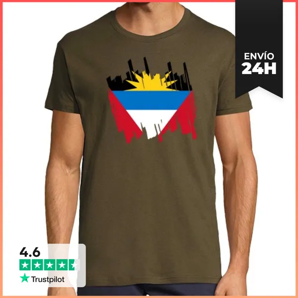 Camiseta Hombre Clásica Bandera Antigua Y Barbuda LaTostadora