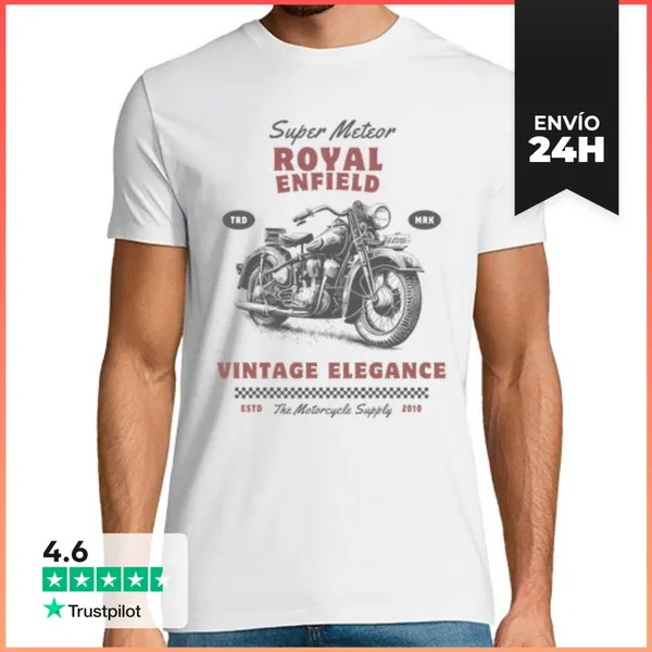 Camiseta Hombre Clásica Royal Enfield Super Meteor 2010 Vintage -