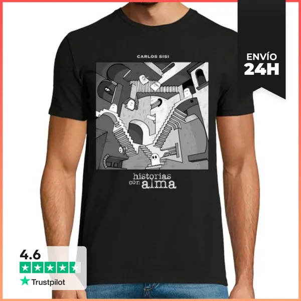 Camiseta Hombre Clásica Hombre, Manga Corta, Negra, Calidad Extra