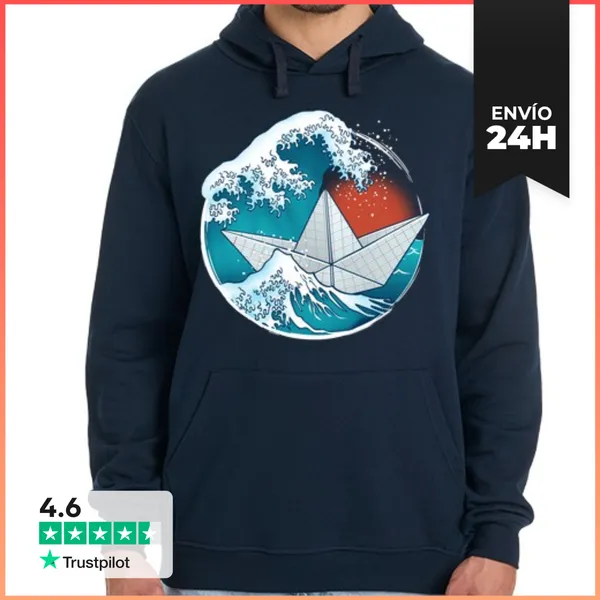 Sudadera Unisex Con Capucha Barco De Papel De Origami LaTostadora