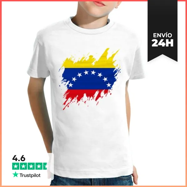 Camiseta Clásica Para Niños Bandera De Venezuela Rasgada, Grunge