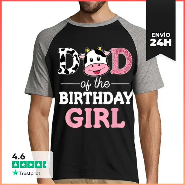 Camiseta Hombre, Estilo Béisbol Papá De La Niña De Cumpleaños