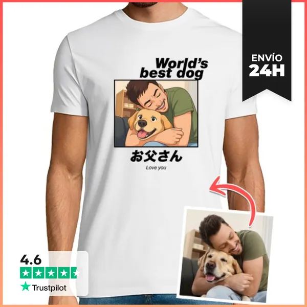 Camiseta Hombre Clásica Efecto Anime Camiseta Worlds Best Dog