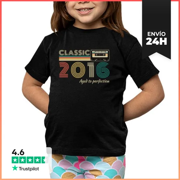 Camiseta Clásica Para Niños 10 Años 2016 Vintage Cumpleaños Retro