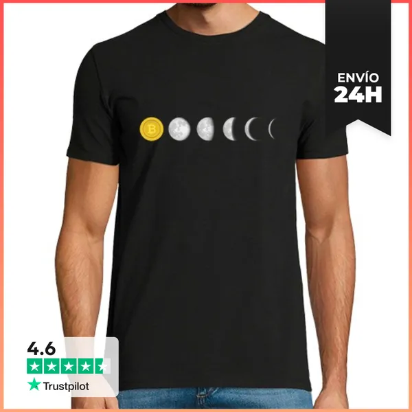 Camiseta Hombre Clásica Btc Moon Ripple Btc Mantener Cripto