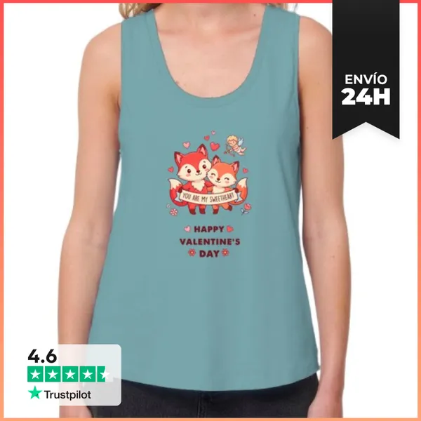 Camiseta Mujer Sin Mangas, Loose Fit Feliz Día De San Valentín