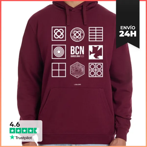 Sudadera Unisex Con Capucha Baldosas De Barcelona LaTostadora