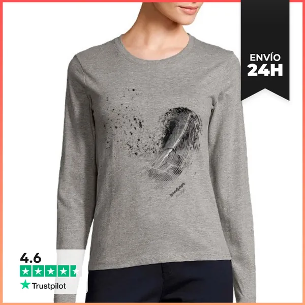 Camiseta Mujer Manga Larga Windsurfer. Free Style. ByN