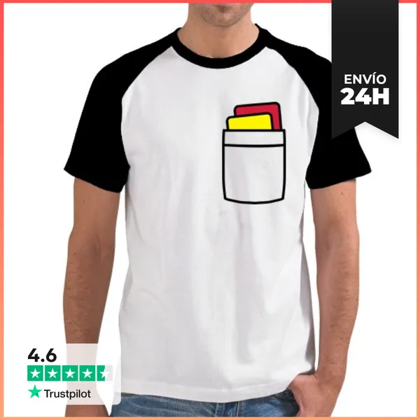 Camiseta Hombre, Estilo Béisbol Árbitro Roja Tarjeta Amarilla