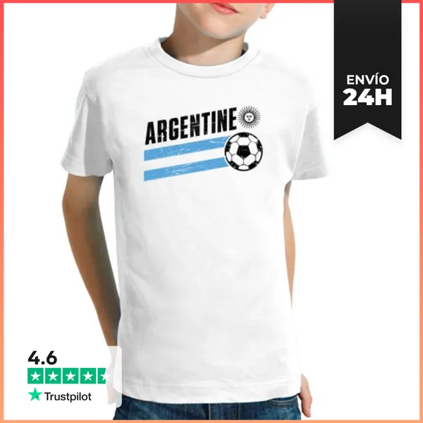 Camiseta Clásica Para Niños Franja De Fútbol Argentina 2026