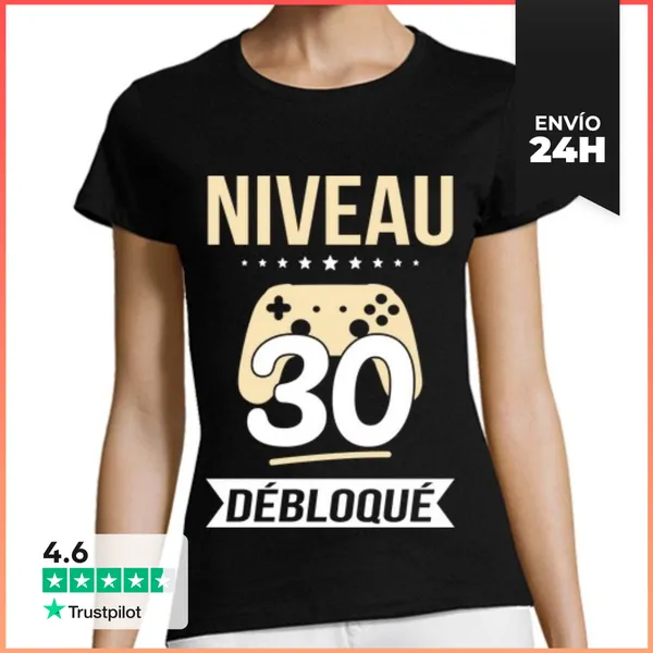 Camiseta Mujer Clásica Nivel 30 Desbloqueado Cumpleaños 30 Año