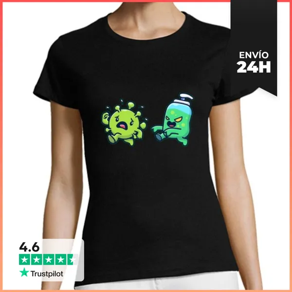 Camiseta Mujer Clásica El Coronavirus Tiene Miedo Al Jabón