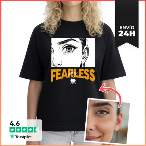 Camiseta Mujer Boxy Efecto Manga Camiseta Oversize Stay Fearless