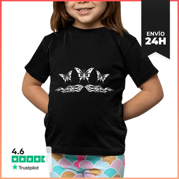 Camiseta Clásica Para Niños Tatuaje De Mariposa Fairycore Llamas