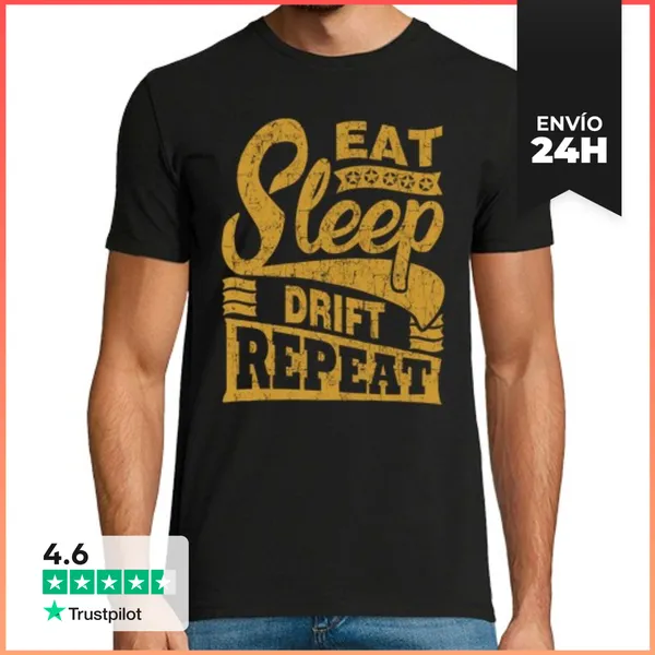 Camiseta Hombre Clásica Comer Sueño Deriva Repetir LaTostadora