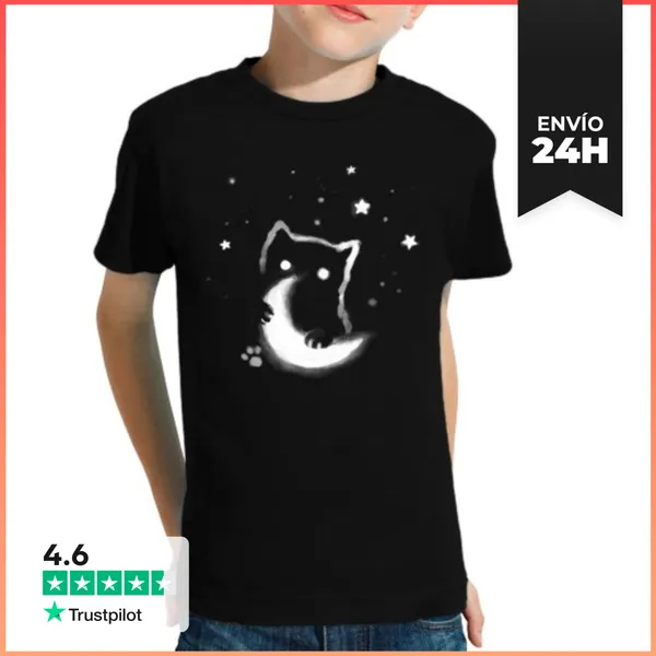 Camiseta Clásica Para Niños Gato Luna LaTostadora