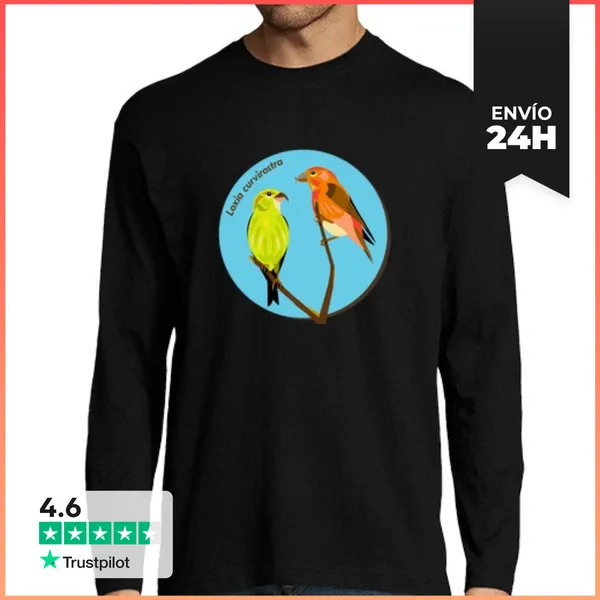 Camiseta Hombre Manga Larga Piquituerto - Loxia Curvirostra