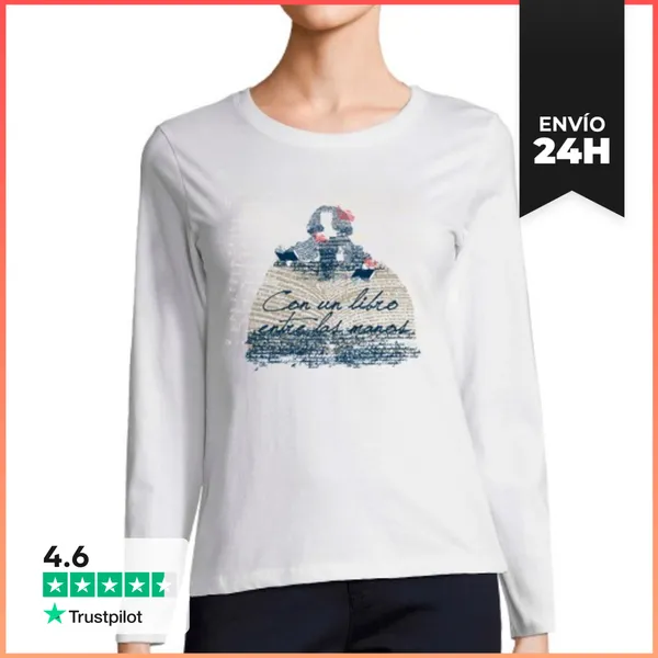 Camiseta Mujer Manga Larga Menina De Los Libros LaTostadora