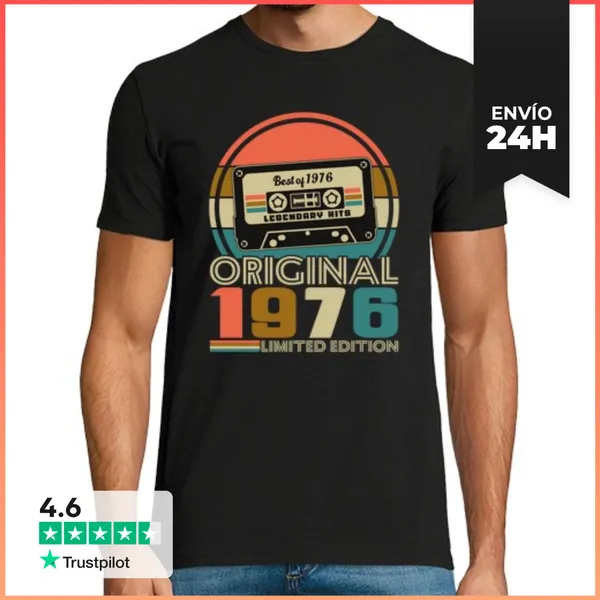Camiseta Hombre Clásica 50 Años 1976 Vintage Regalo De Cumpleañ
