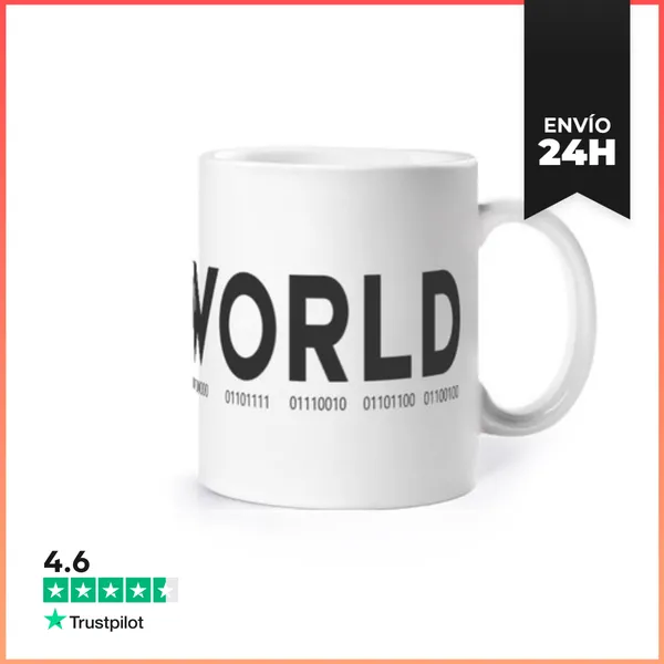 Taza Hello World. Código Binario LaTostadora