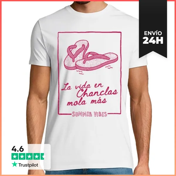 Camiseta Hombre Clásica La Vida En Chanclas Mola Más LaTostadora