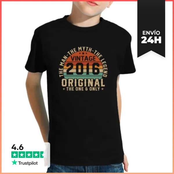 Camiseta Clásica Para Niños 10 Años 2016 Vintage Cumpleaños Retro