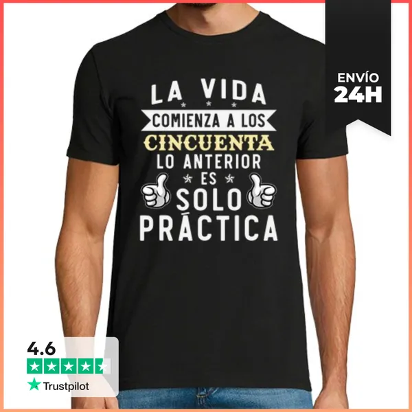 Camiseta Hombre Clásica La Vida Comienza A Los Cincuenta 50