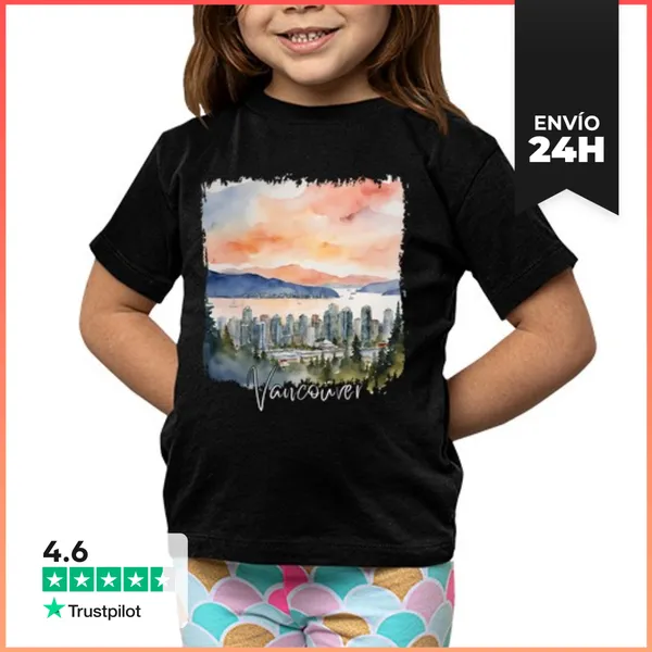 Camiseta Clásica Para Niños Acuarela De Vancouver, Vancouver