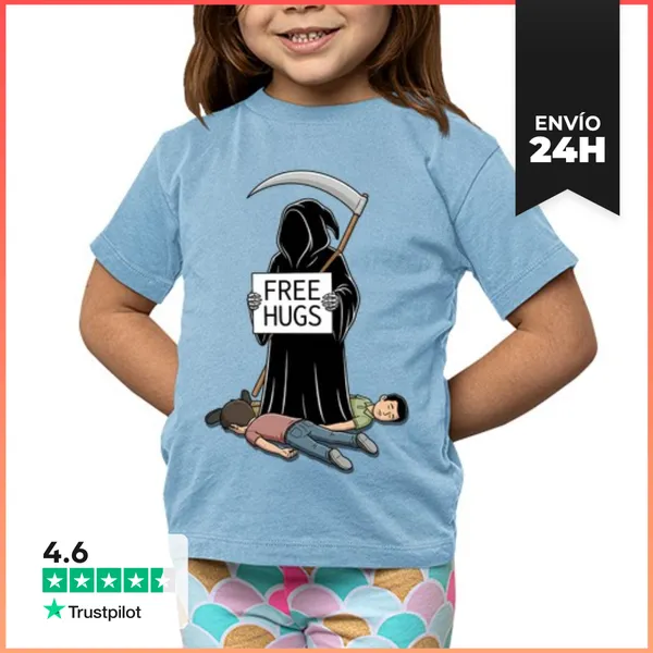 Camiseta Clásica Para Niños Muerte Abrazos Gratis LaTostadora