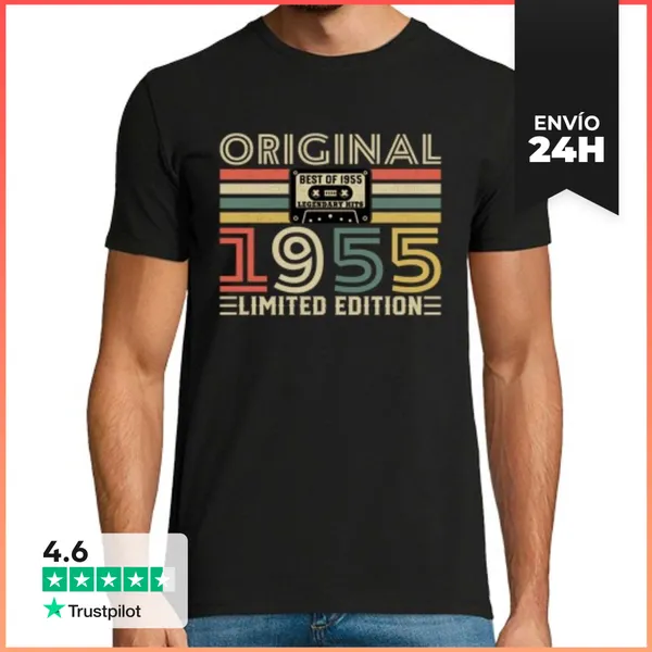 Camiseta Hombre Clásica 70 Cumpleaños 70 Años Vintage 1955