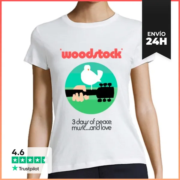 Camiseta Mujer Clásica Woodstock 1969 Green LaTostadora