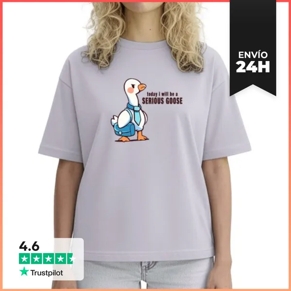 Camiseta Mujer Boxy Hoy Seré Un Ganso Serio - Camiseta De Mujer