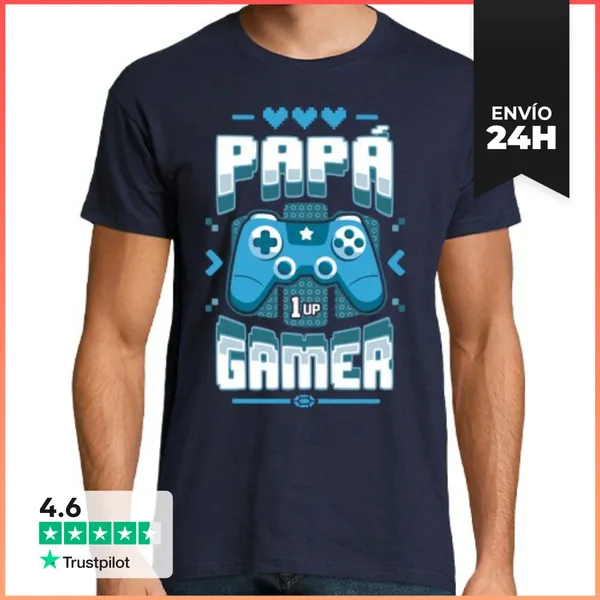 Camiseta Hombre Clásica Papá Gamer LaTostadora