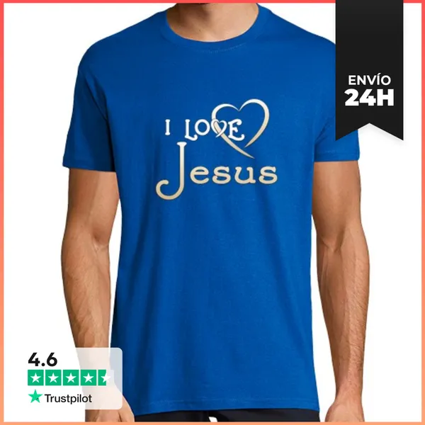 Camiseta Hombre Clásica Diseño Cristiano Amo A Jesús Corazón