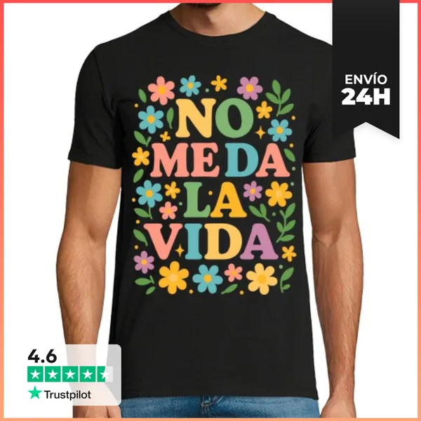 Camiseta Hombre Clásica No Me Da La Vida Floral Pastel