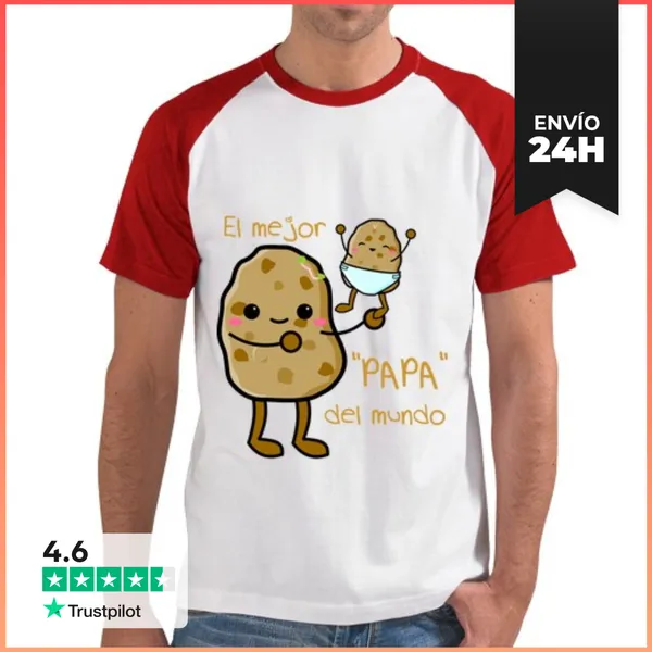 Camiseta Hombre, Estilo Béisbol El Mejor PAPA Del Mundo