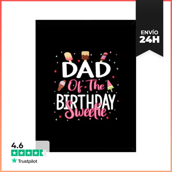 Cuadro Con Marco Vertical Papá De La Niña Dulce Del Cumpleaños