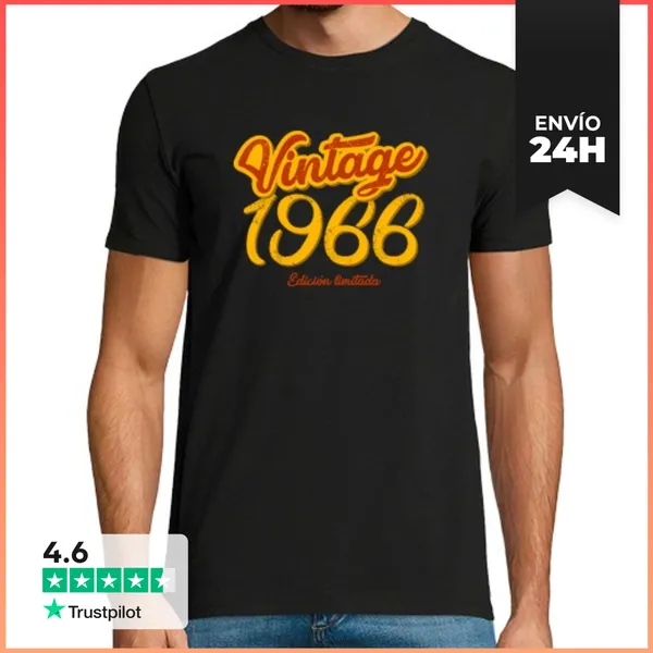 Camiseta Hombre Clásica Vintage 1966, Edición Limitada