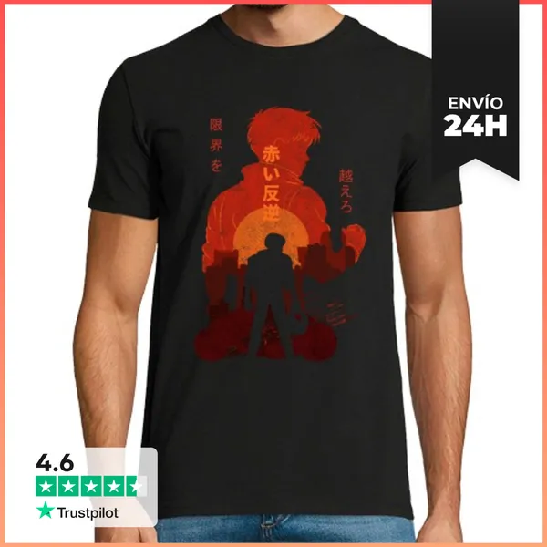 Camiseta Hombre Clásica Anime Rebelión Carmesí - Arte Cyberpunk